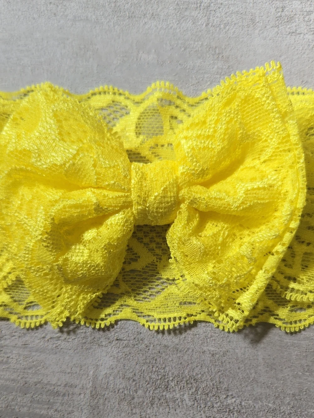 Baby Girl Yellow Lace Stretch Bow Headband Floral Toddler Hair Band Accessory